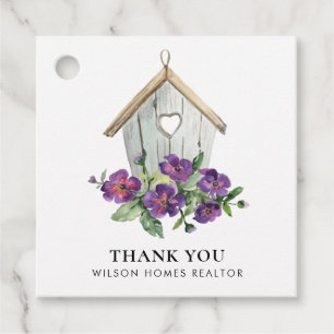 WHITE RUSTIC FLORAL BIRDHOUSE REALTOR DANKE GESCHENKANHÄNGER