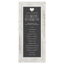 White Rustic Frame Chalk Hochzeitsprogramm