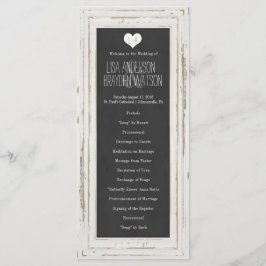 White Rustic Frame Chalk Hochzeitsprogramm Programm