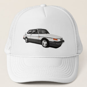 White Saab 900 Turbo Coupé Truckerkappe