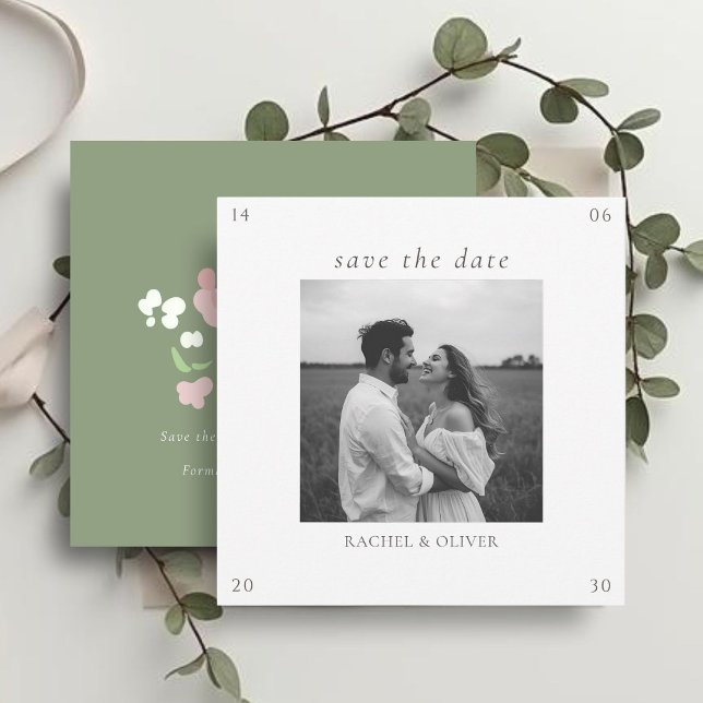 White & Sage | Chic Floral Wedding  Save The Date (Von Creator hochgeladen)