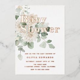 White & Sage Rose Gold Kinderdusche Einladung