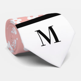 White & Salmon Daisies Monogramed Necktie Krawatte