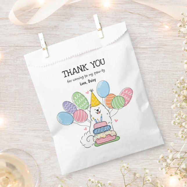 White Samoyed Birthday Party Vielen Dank für Ihr I Geschenktütchen (Ausgeschnitten)