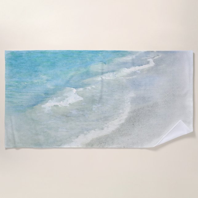White Sand Beach Wasserfarbe - Aquamarines Aqua Tü Strandtuch (Vorderseite)