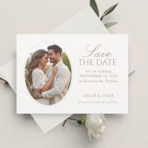 White & Sand | Flache Foto-Hochzeitseinladung 