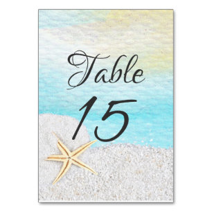White Sand Tischnummer Card am Strand