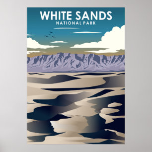 White Sands National Park Vintage Minimal Reise Poster