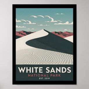 White Sands Nationalpark Vintage Camping Wandern M Poster