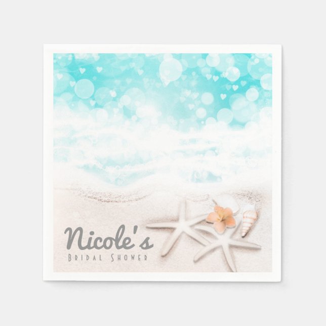 White Sandy Beach Starfish Blue Ocean Custom Party Serviette (Vorderseite)