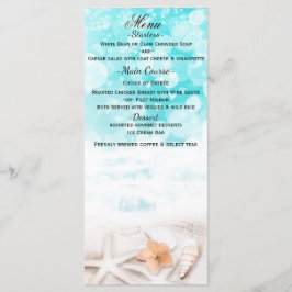 White Sandy Beach Starfish Blue Ocean Menu Card Menükarte