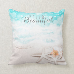White Sandy Beach Starfish Blue Ocean Tropical C Kissen