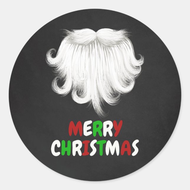 White Santa's Beard Weihnachts-Party Runder Aufkleber (Vorderseite)