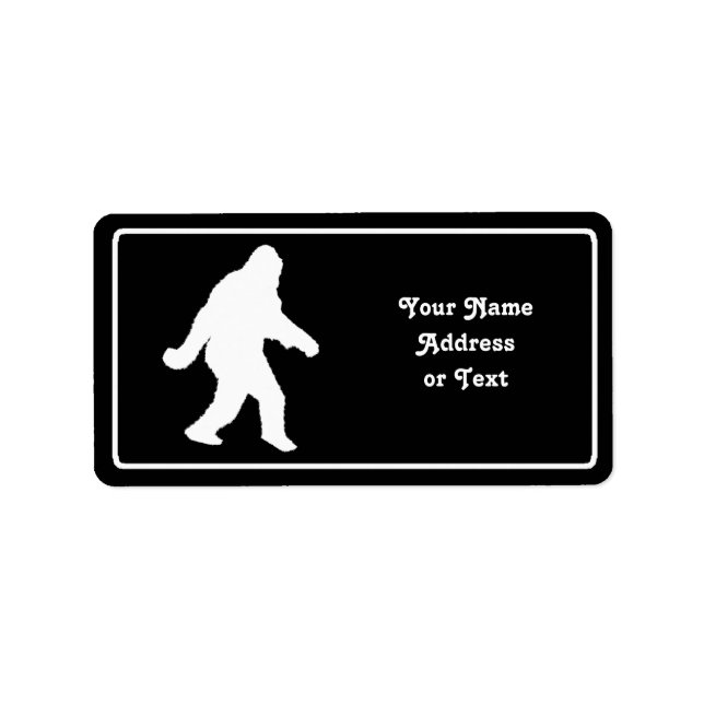 White Sasquatch Silhouette For Dark Backgrounds Adressaufkleber (Vorne)