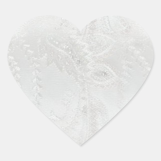White Satin Wedding Herz-Aufkleber (Vorderseite)