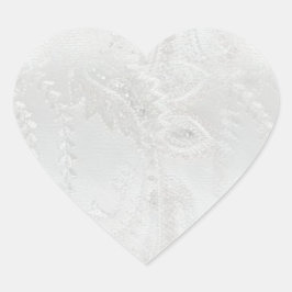 White Satin Wedding Herz-Aufkleber