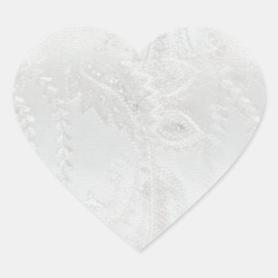 White Satin Wedding Herz-Aufkleber