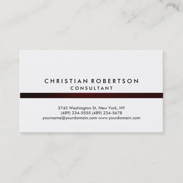 White Schlicht Modern Consultant Business Card Visitenkarte (Vorderseite)