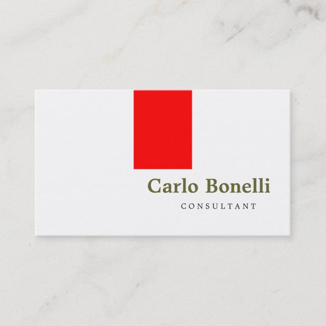 White Schlicht Modern Consultant Business Card Visitenkarte (Vorderseite)