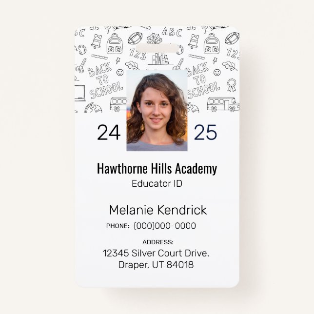 White School Icons Homeschool Educator ID Abzeiche Ausweis (Vorderseite)