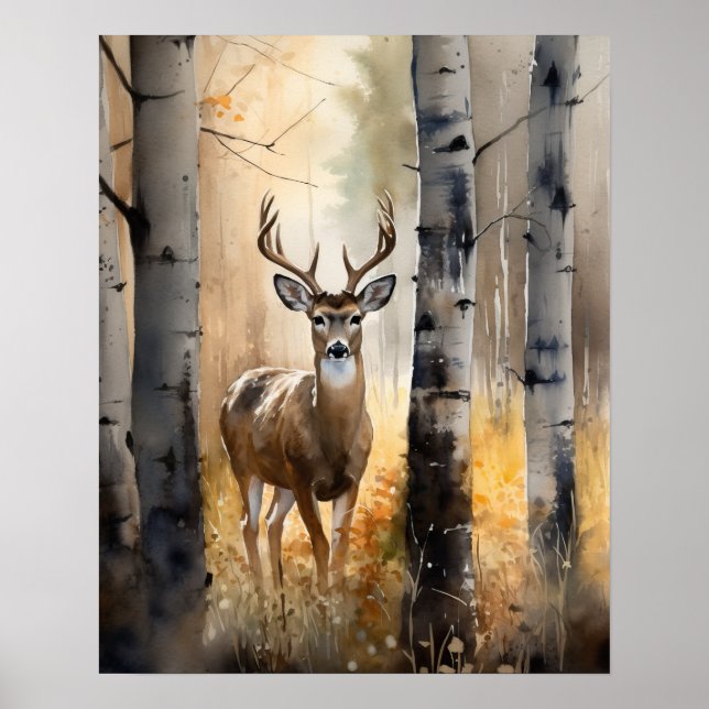 White Schwanz Deodland Animal Art Print Poster (Vorne)