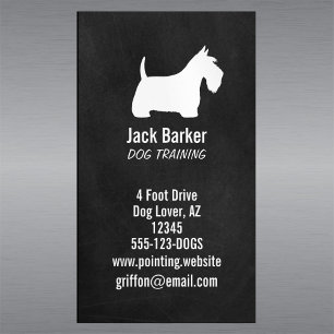 White Scottish Terrier Silhouette Chalkboard Style Magnetische Visitenkarte