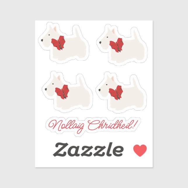 White Scottish Terrier Tartan  Aufkleber (Blatt)