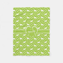 White Scottish Terriers (Scottie Dogs) Lime Green
