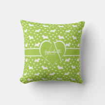 White Scottish Terriers (Scottie Dogs) Lime Green