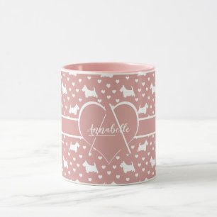 White Scottish Terriers (Scottie Dogs) - Pink Tasse