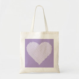 White Scribble Heart on Lila Background Tragetasche