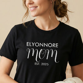 White Script Established Mom White Custom Name T-Shirt