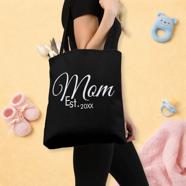 White Script Mom Established New Mom Tasche (Von Creator hochgeladen)
