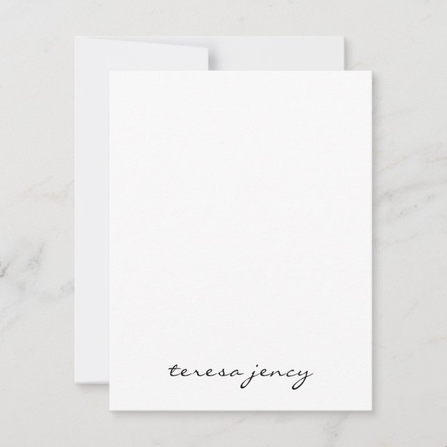 White Script Monogram | Minimalist Modern Design Mitteilungskarte (Vorderseite)