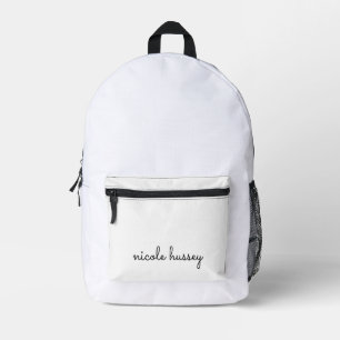 White Script   Stilvolle Monogram Modern Bedruckter Rucksack