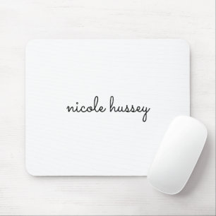White Script   Stilvolle Monogram Moderne Minimali Mousepad