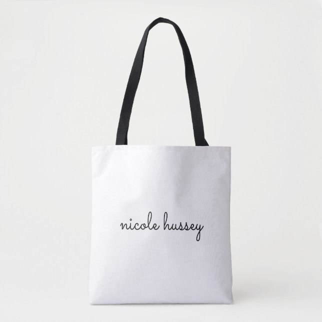 White Script | Stilvolle Monogram Moderne Minimali Tasche (Vorderseite)