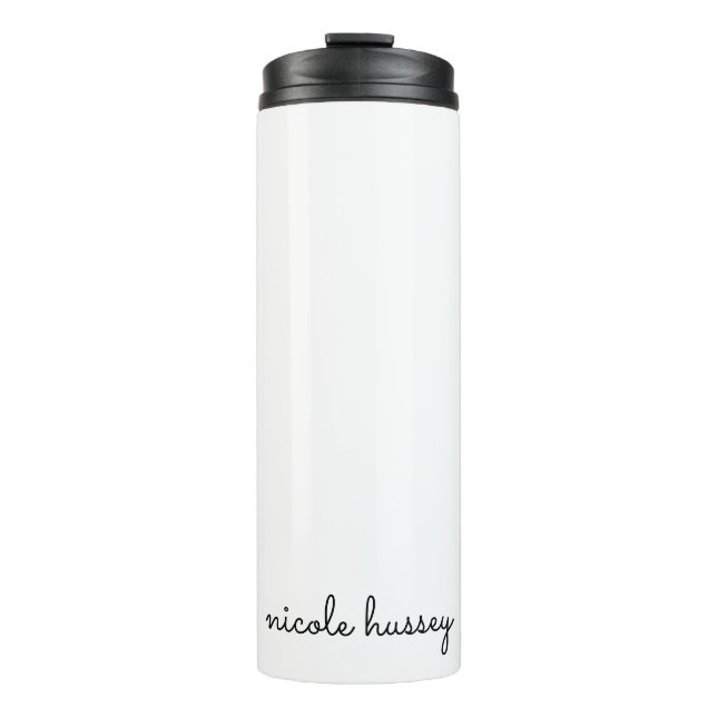 White Script | Stilvolle Monogram Moderne Minimali Thermosbecher (Vorderseite)
