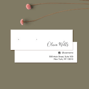 White Script Study Earring Juwelier Display Card