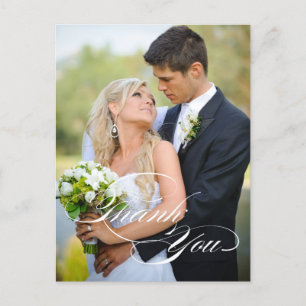 WHITE SCRIPT WEDD DANKE IHNEN FOTO POSTCARD POSTKARTE