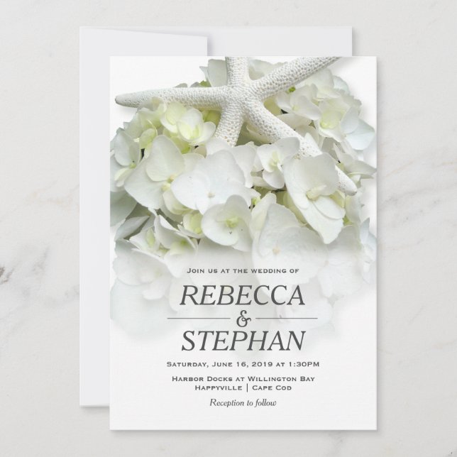 White Seaside Garden Lässige Elegante Hochzeit Einladung (Vorderseite)