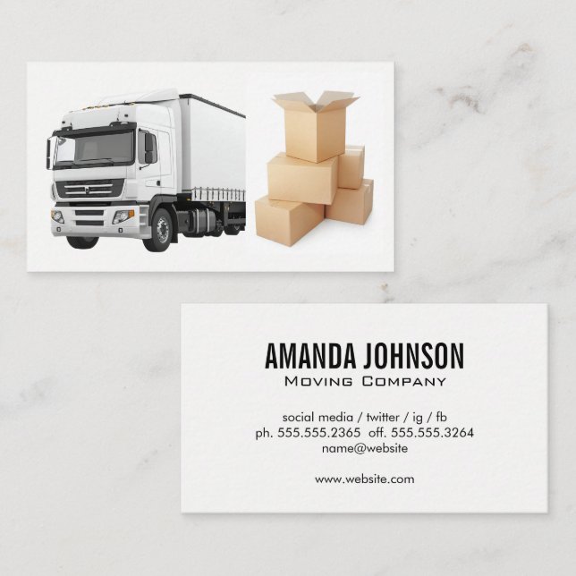 White Semi Truck | Umlaufboxen Visitenkarte (Vorne/Hinten)