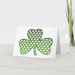 White Shamrocks in Green Shamrock Greeting Card Karte