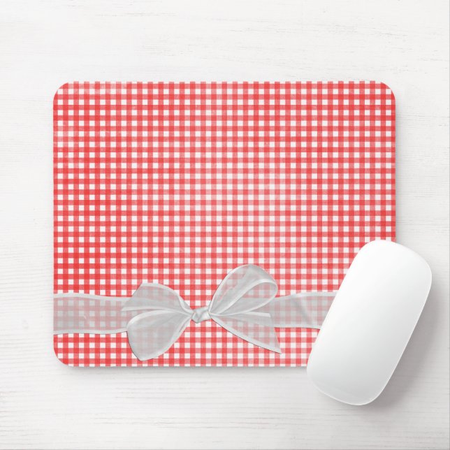 White Sheer Bow auf Gingham Mousepad (Mit Mouse)