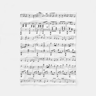 White Sheet Music Fleecedecke