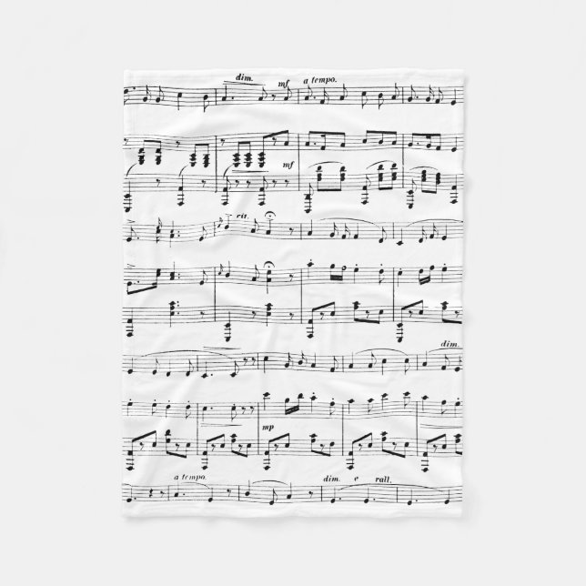 White Sheet Music Fleecedecke (Vorderseite)