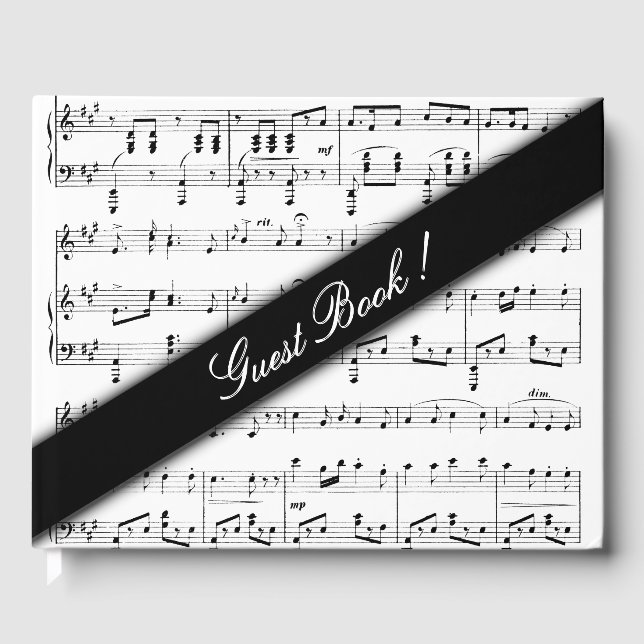 White Sheet Music Guest Book Gästebuch (Vorderseite)