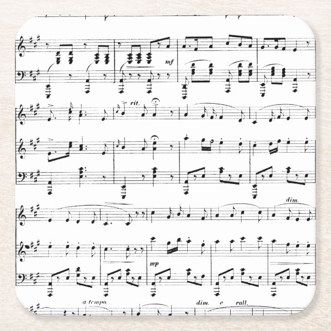 White Sheet Music Rechteckiger Pappuntersetzer (Vorderseite)