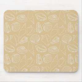 White Shells on Sandy Beige Mousepad