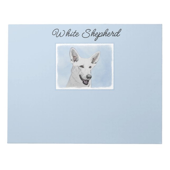 White Shepherainting - Niedliche Original Hunde Ar Notizblock (Vorderseite)